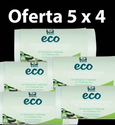 LLEVA 5 Y PAGA 4 BOLSAS BELGAS DE BASURA ECO-PEDAL 20 Litros