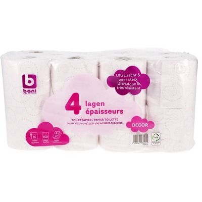 Papel Higiénico Belga, Ultra Suave,16 rollos, 4 hojas