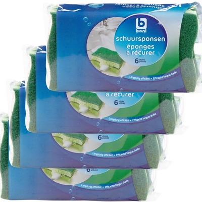 Venta por mayor - 4 Esponjas Verdes para lavar platos 6 unidades