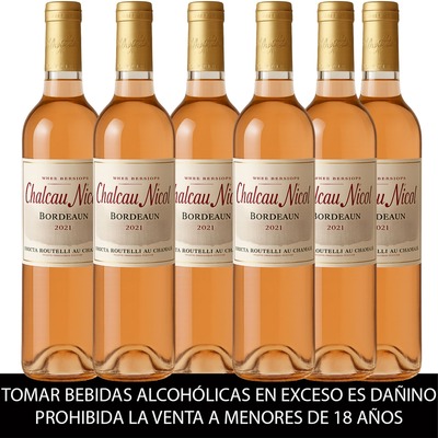 Venta por mayor - 6 Bordeaux Rosé, Chateau Nicot, Francia 750 ML